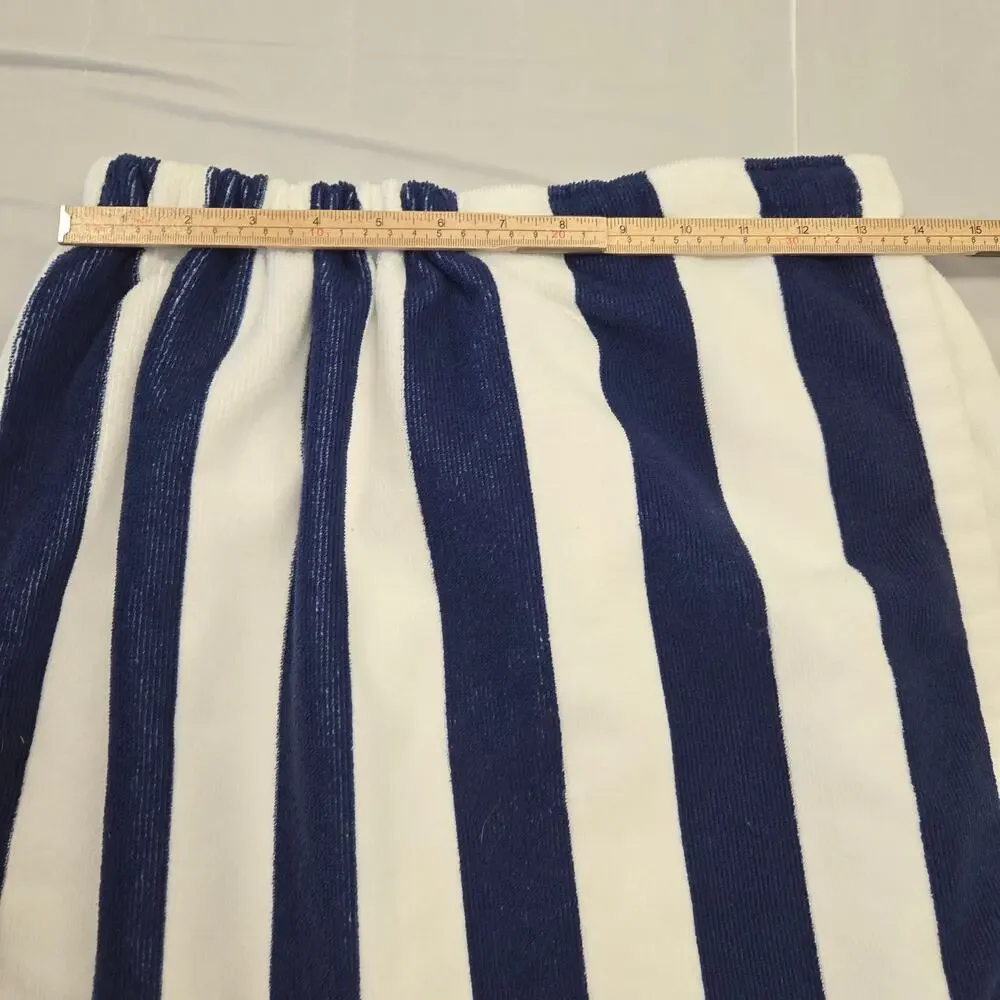 Saks Fifth Avenue Wrap Bath Towel Hook and Loop‎ Terry Cloth Striped Blue White